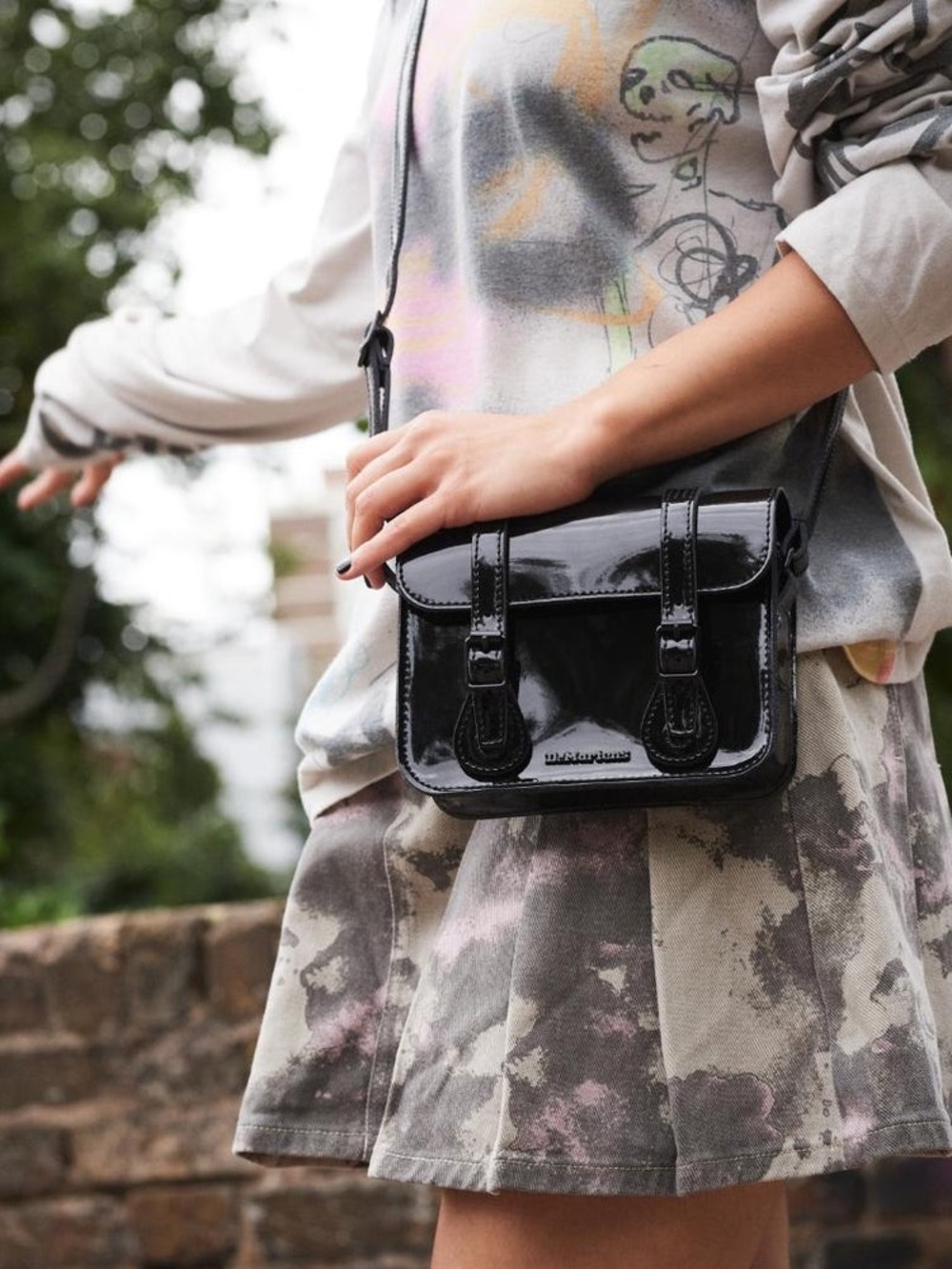 Dr. Martens Black Patent Mini Satchel Crossbody